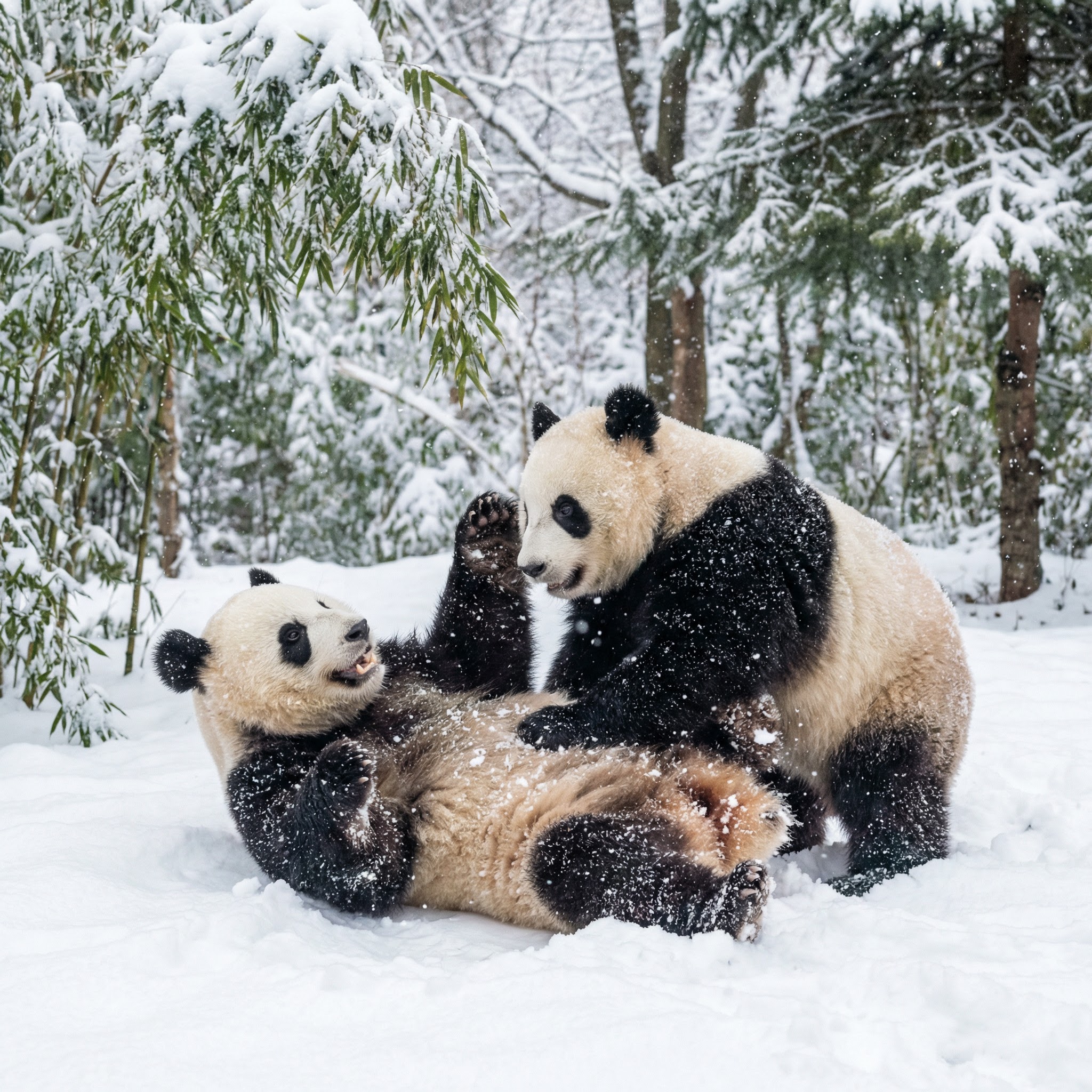 老司机熊猫雪地玩耍视频